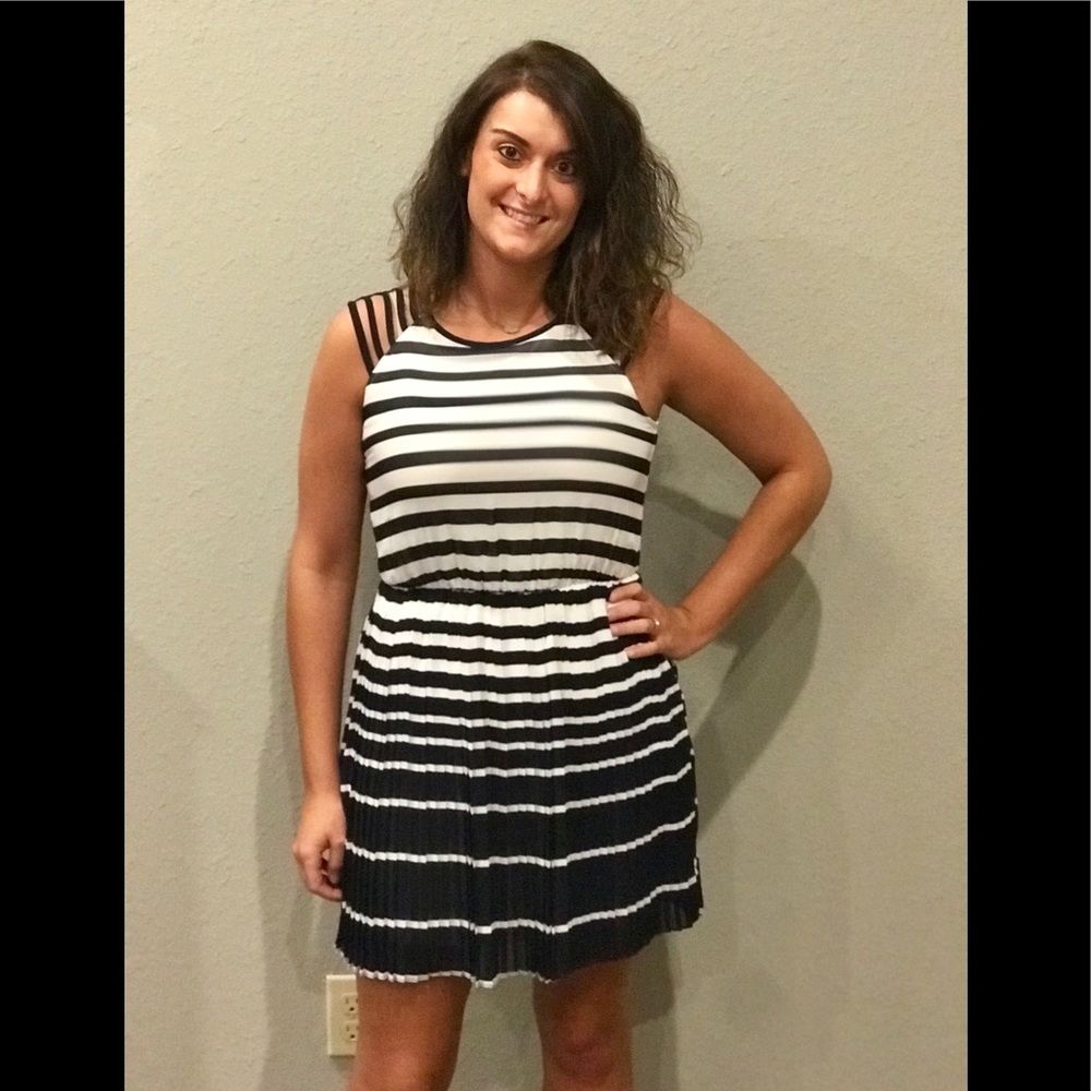 Striped Pleated Dress